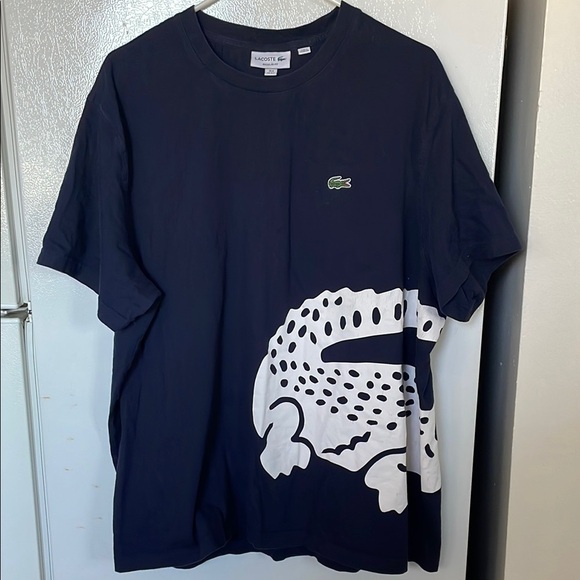 Lacoste Men’s Navy Jersey T-Shirt with a big Lacoste Crocodile Logo us:3XL fr:8 - Picture 2 of 5
